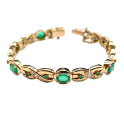 Bracelet Ligne en or jaune, émeraudes et diamants - Castafiore