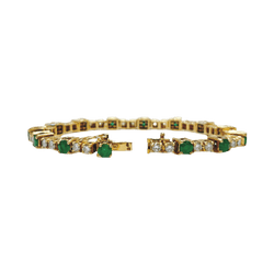 Bracelet Ligne en or jaune, émeraudes et diamants - Castafiore