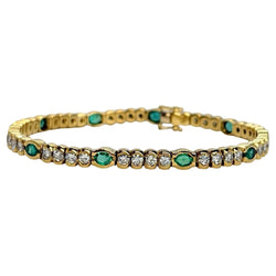 Bracelet Ligne en or jaune, émeraudes et diamants - Castafiore