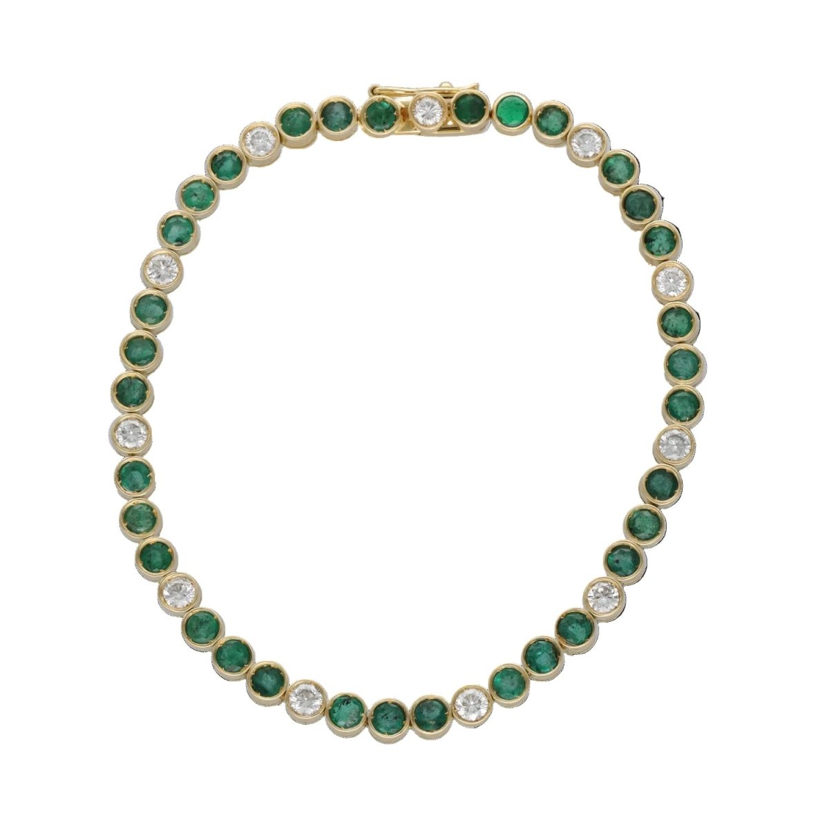 Bracelet Ligne en or jaune, émeraudes et diamants - Castafiore