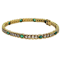 Bracelet Ligne en or jaune, émeraudes et diamants - Castafiore