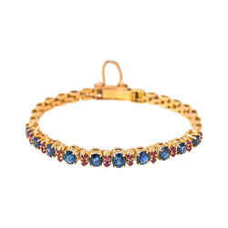 Bracelet Ligne en or jaune, or rose, saphirs et rubis - Castafiore