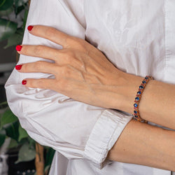 Bracelet Ligne en or jaune, or rose, saphirs et rubis - Castafiore