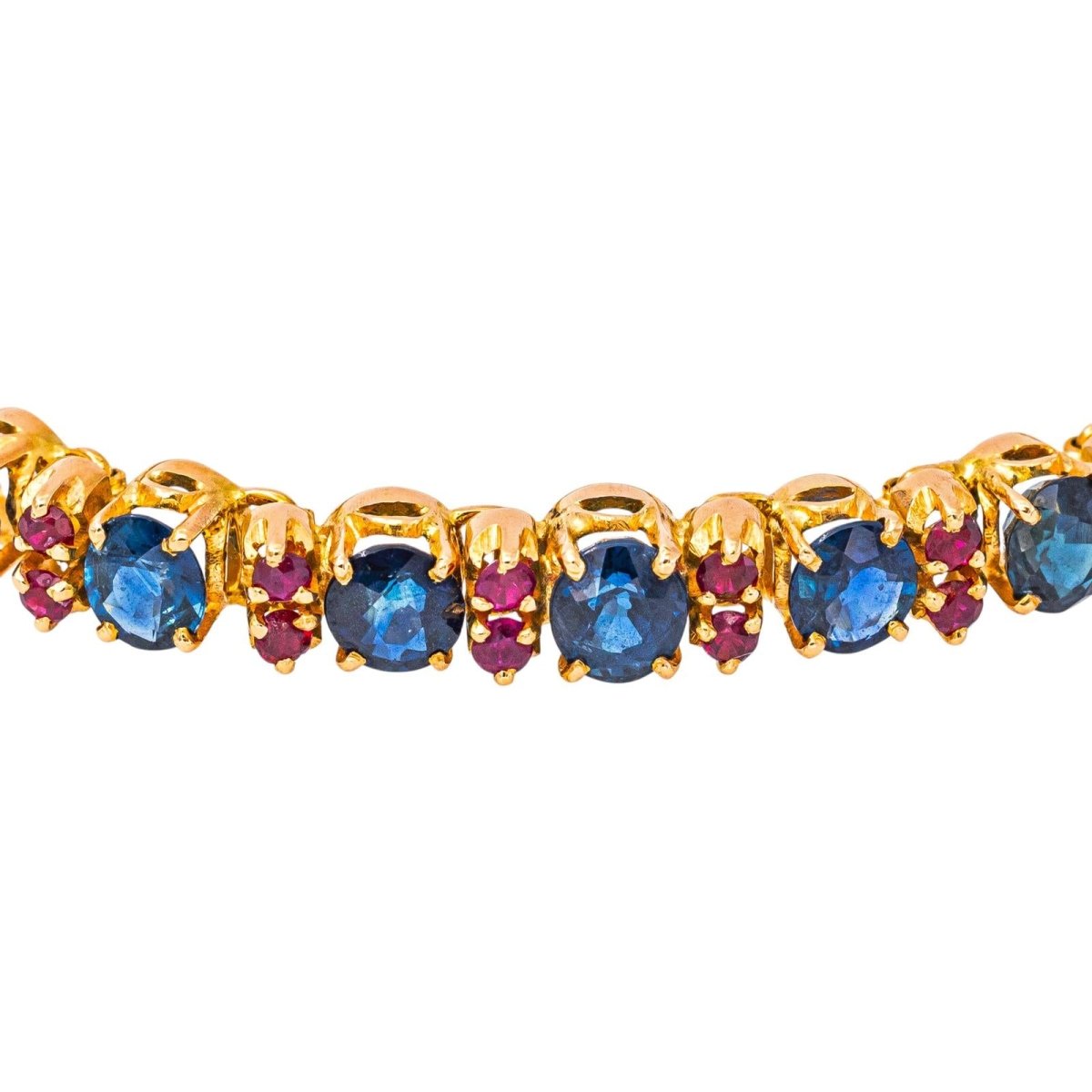 Bracelet Ligne en or jaune, or rose, saphirs et rubis - Castafiore