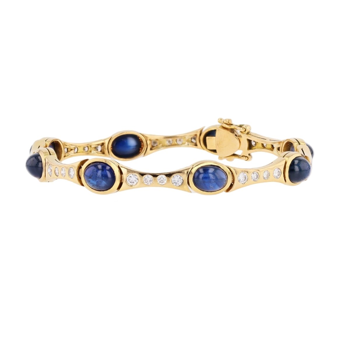Bracelet Ligne en or jaune, saphirs et diamants - Castafiore