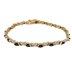 Bracelet Ligne en or jaune, saphirs et diamants - Castafiore