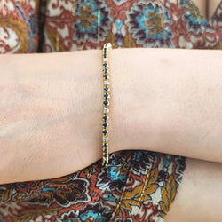 Bracelet Ligne en or jaune, saphirs et diamants - Castafiore