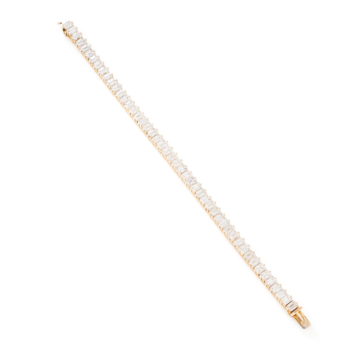 Bracelet Ligne tennis en or jaune, platine et diamants - Castafiore