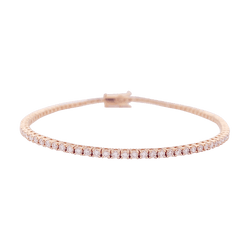Bracelet ligne tennis en or rose, diamants. - Castafiore