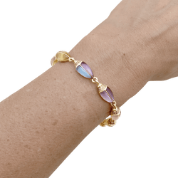 Bracelet Maille BIBI VAN DER VELDEN "Mini Scarab Opal Eternity" en or rose, pierres de couleur et diamants - Castafiore