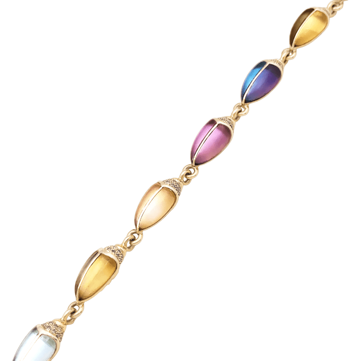 Bracelet Maille BIBI VAN DER VELDEN "Mini Scarab Opal Eternity" en or rose, pierres de couleur et diamants - Castafiore