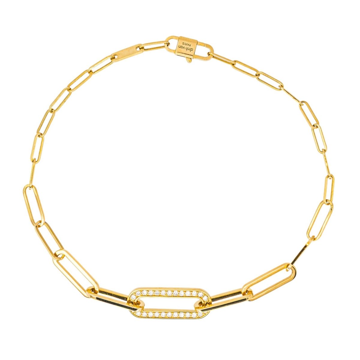 Bracelet Maille DINH VAN "Maillon" en or jaune et diamants - Castafiore