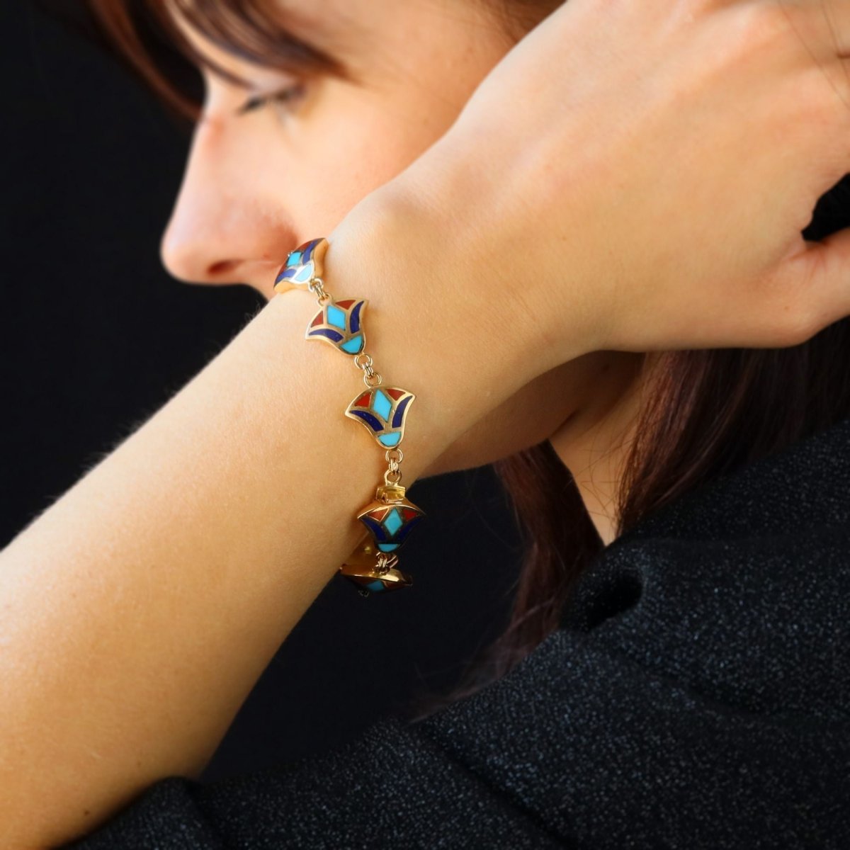 Bracelet Maille en or jaune et émail - Castafiore