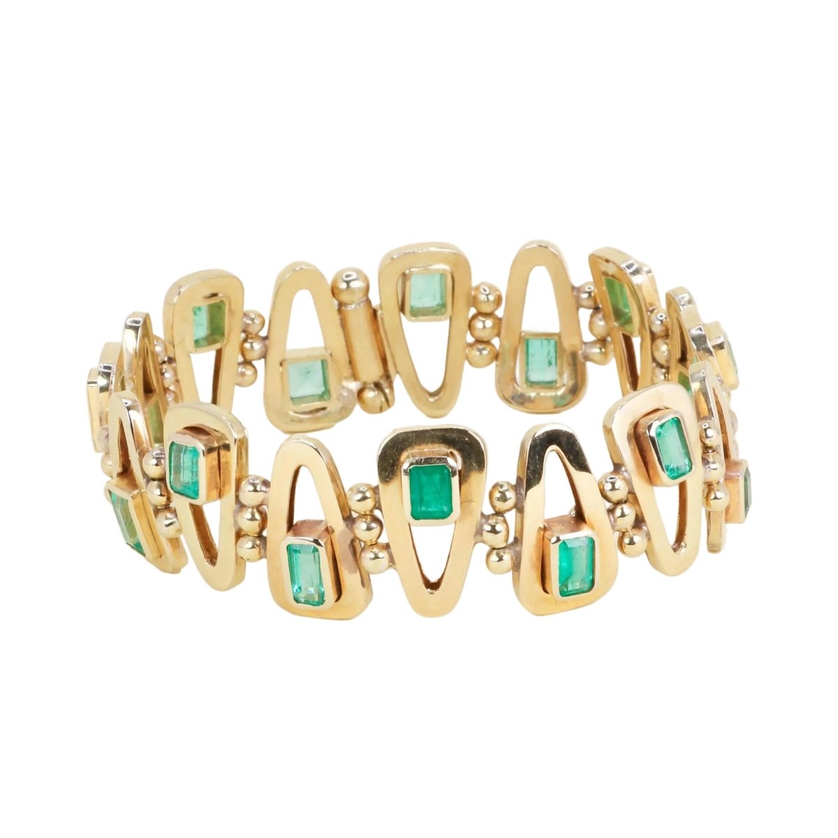 Bracelet Maille en or jaune et émeraudes - Castafiore
