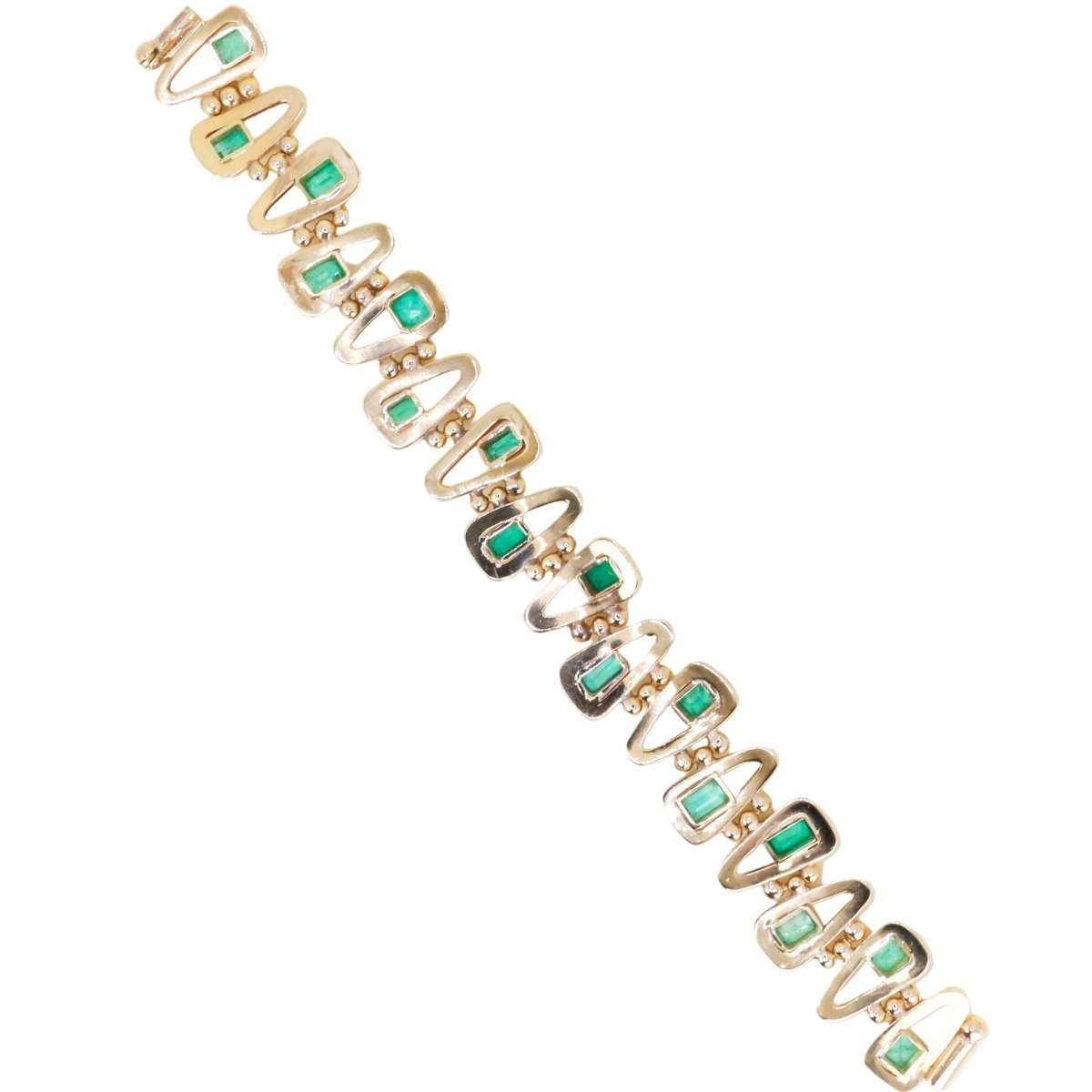 Bracelet Maille en or jaune et émeraudes - Castafiore