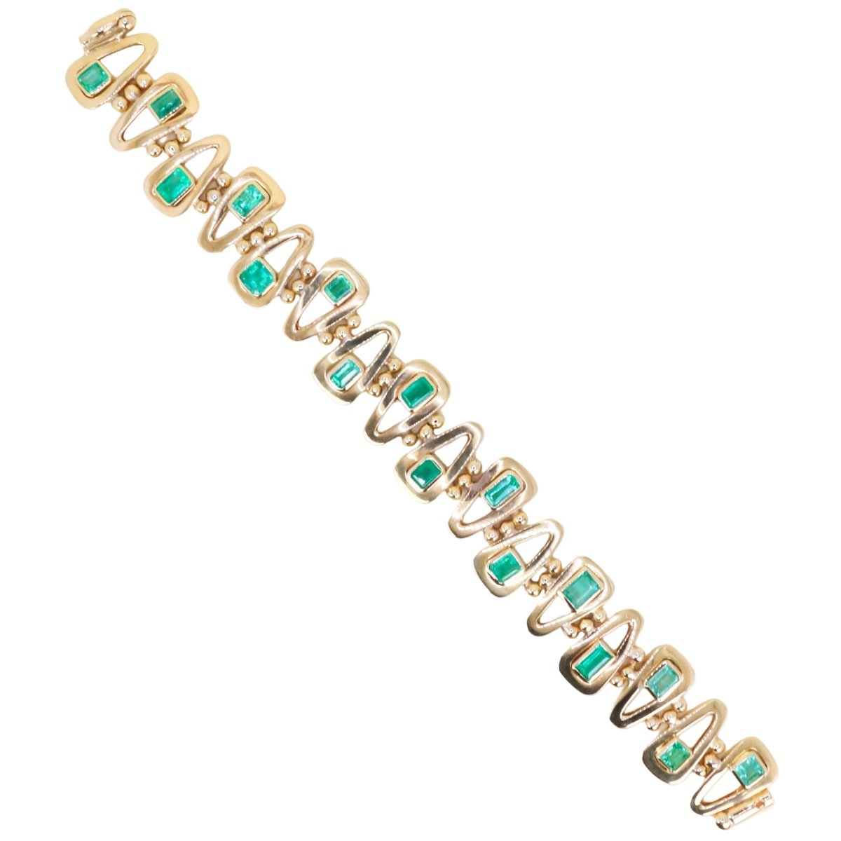 Bracelet Maille en or jaune et émeraudes - Castafiore