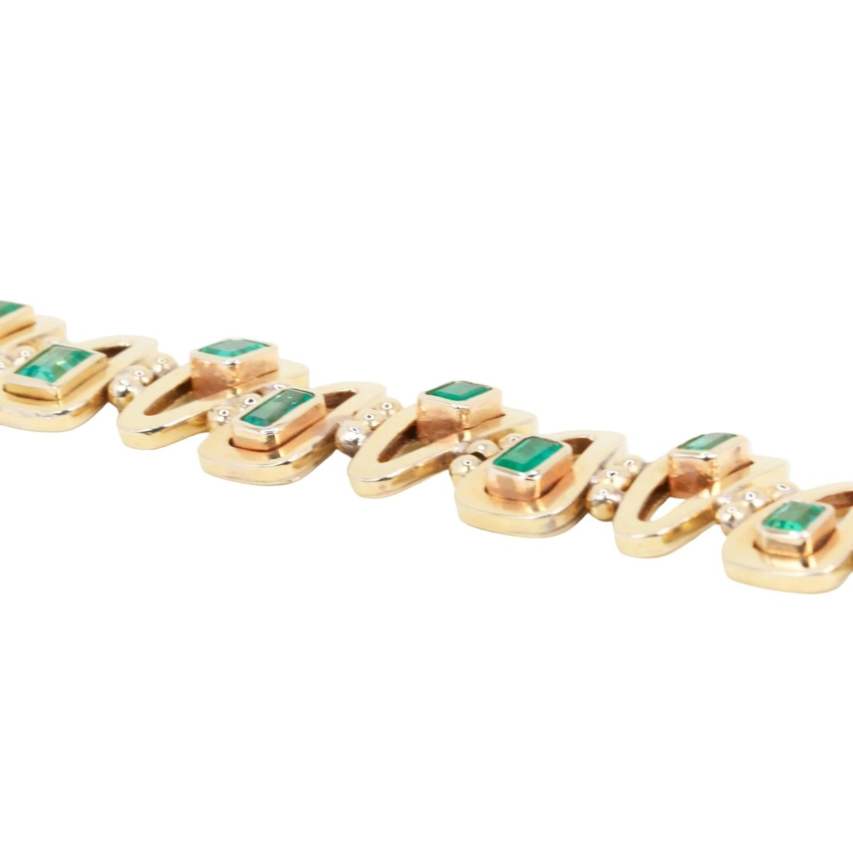 Bracelet Maille en or jaune et émeraudes - Castafiore