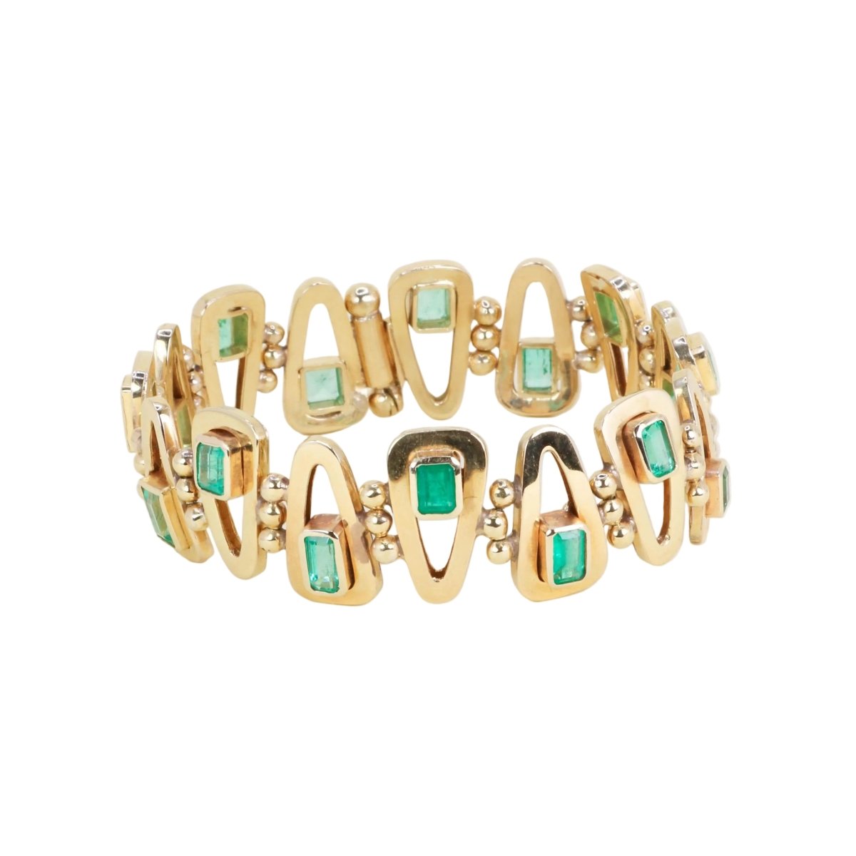 Bracelet Maille en or jaune et émeraudes - Castafiore