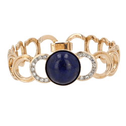 Bracelet Maille en or jaune, lapis - lazuli et diamants - Castafiore
