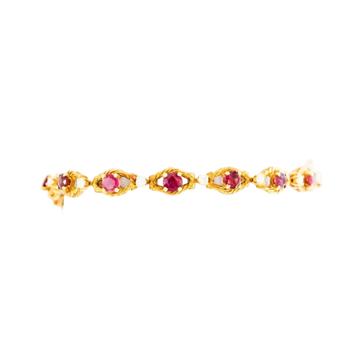 Bracelet Maille en or jaune, rubis et diamants - Castafiore