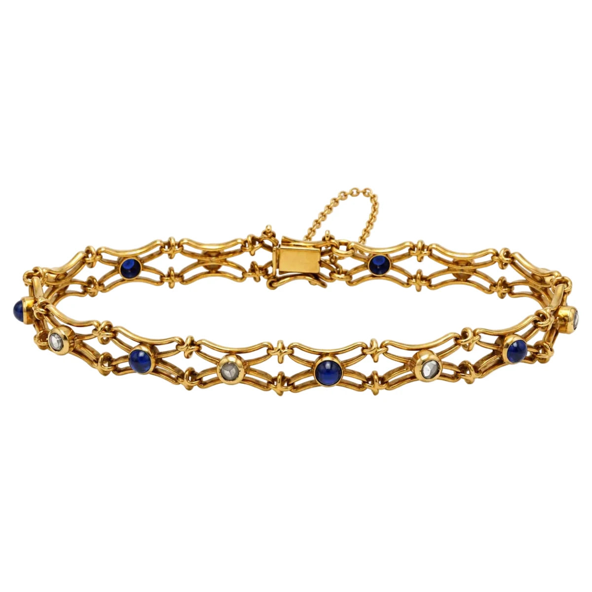 Bracelet Maille en or jaune, saphirs et diamants - Castafiore