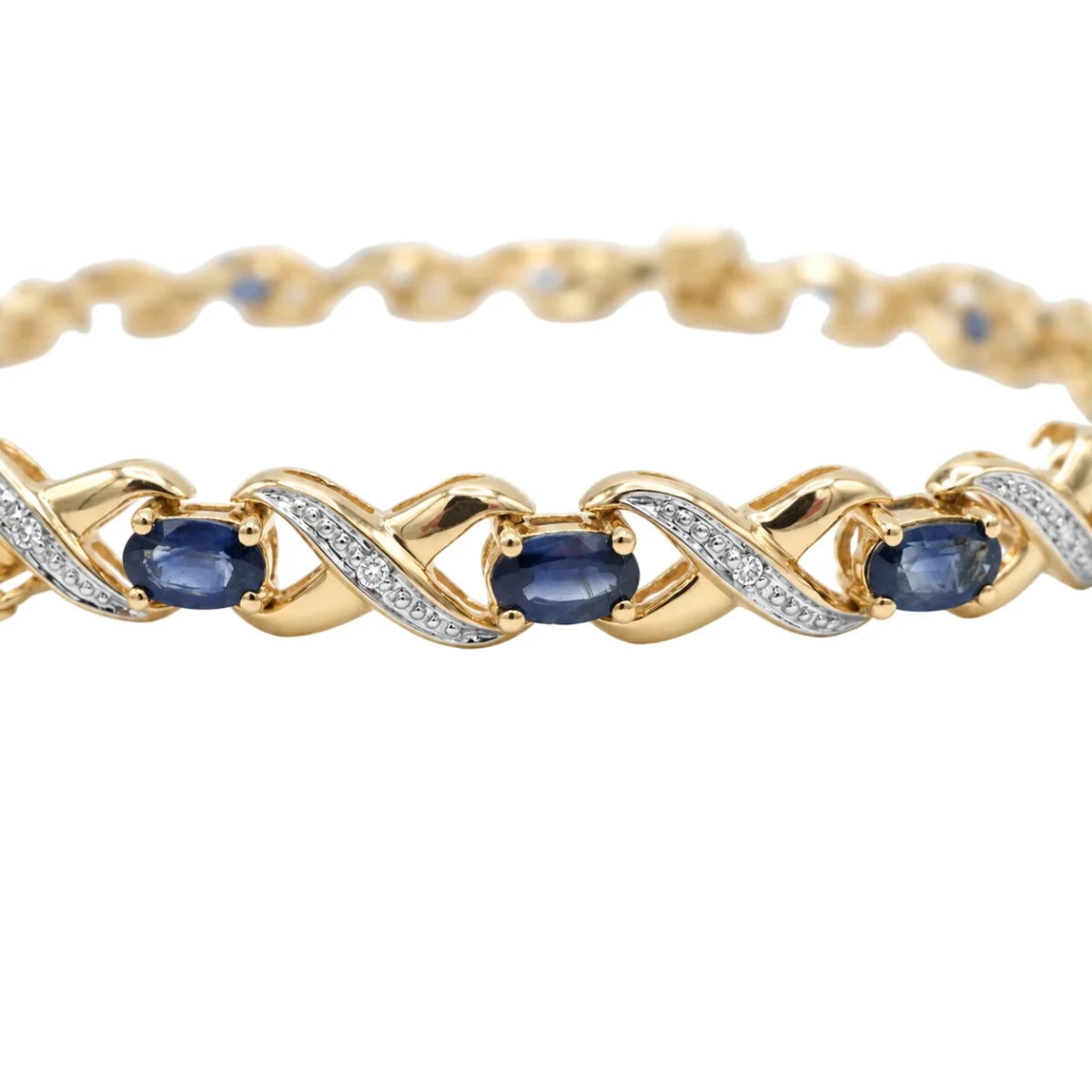 Bracelet Maille en or jaune, saphirs et diamants - Castafiore