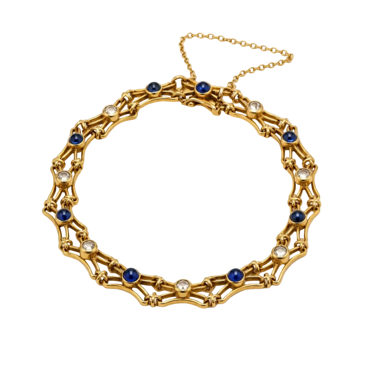 Bracelet Maille en or jaune, saphirs et diamants - Castafiore