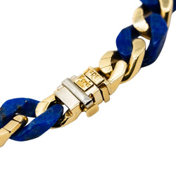 Bracelet Maille FRED en or jaune, lapis - lazuli et diamants - Castafiore