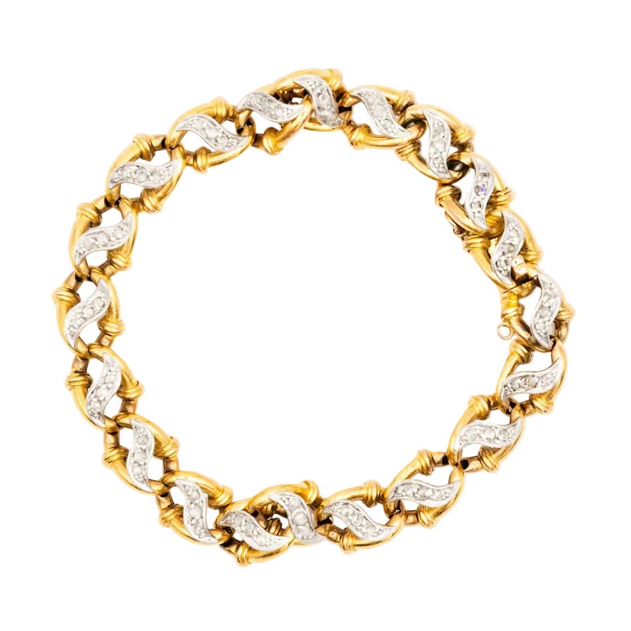 Bracelet Maille "Gilliane" en or jaune, or blanc et diamants - Castafiore