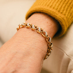 Bracelet Maille "Gilliane" en or jaune, or blanc et diamants - Castafiore
