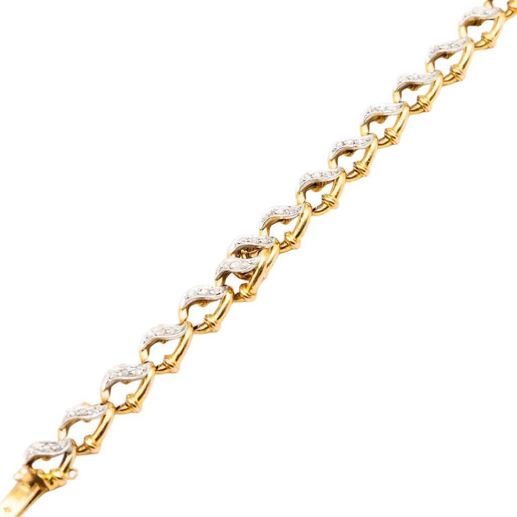 Bracelet Maille "Gilliane" en or jaune, or blanc et diamants - Castafiore