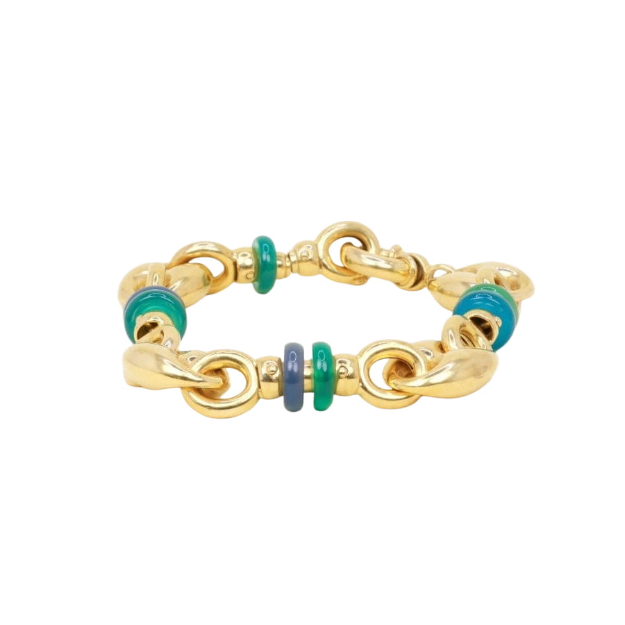 Bracelet maille grain de café or jaune agate - Castafiore