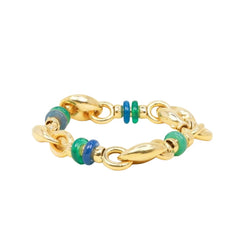 Bracelet maille grain de café or jaune agate - Castafiore