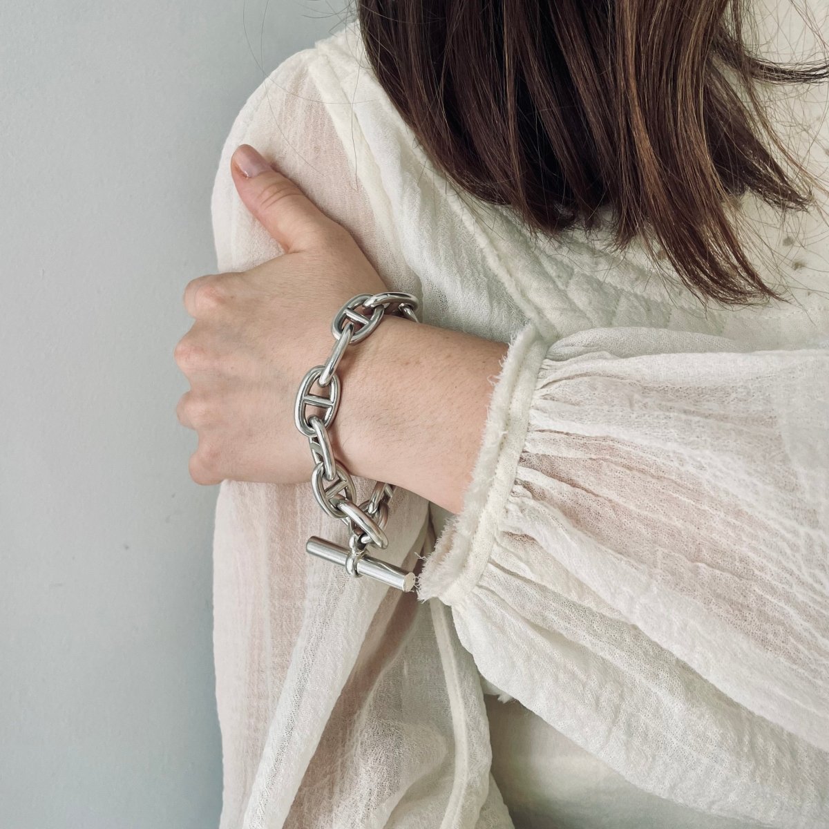 Bracelet Maille HERMÈS "Chaîne d'Ancre" en argent - Castafiore