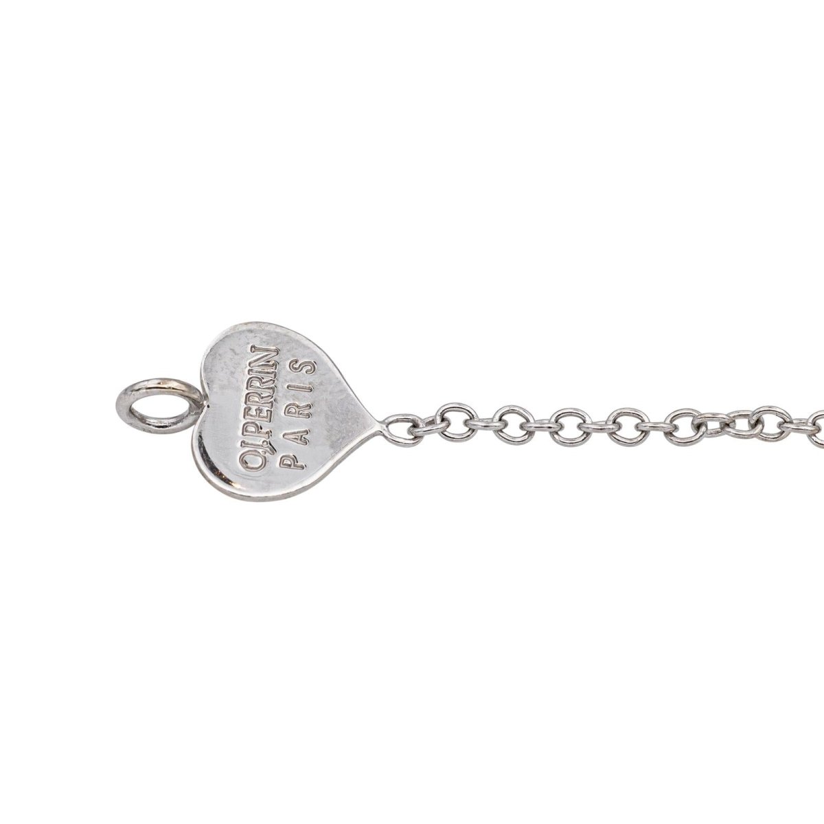 Bracelet Maille O.J. PERRIN "Coeur Légendes" en or blanc - Castafiore