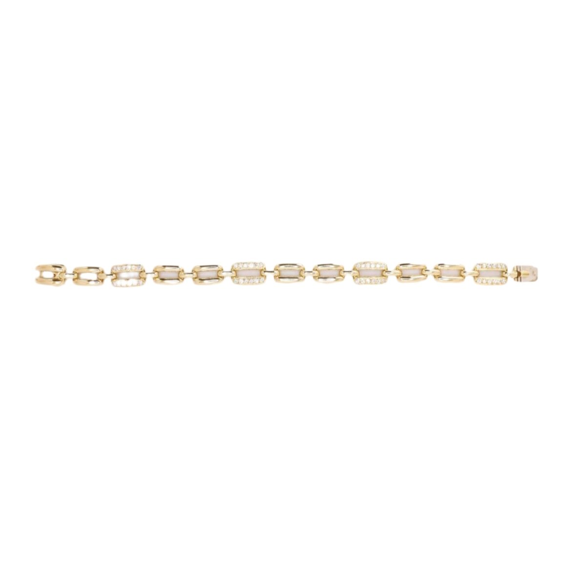 Bracelet maille rectangle en or jaune et diamants - Castafiore