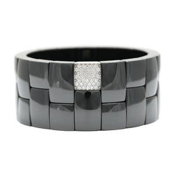 Bracelet Manchette en or blanc, céramique et diamants - Castafiore