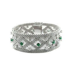 Bracelet Manchette en or blanc, émeraudes et diamants