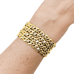 Bracelet Manchette en or jaune, platine et diamants - Castafiore