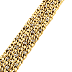 Bracelet Manchette en or jaune, platine et diamants - Castafiore