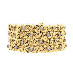 Bracelet Manchette en or jaune, platine et diamants - Castafiore