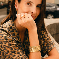 Bracelet Manchette en or jaune tressé - Castafiore