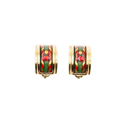 Bracelet Manchette et Boucles d'oreilles Clips HERMÈS en métal doré et émail - Castafiore