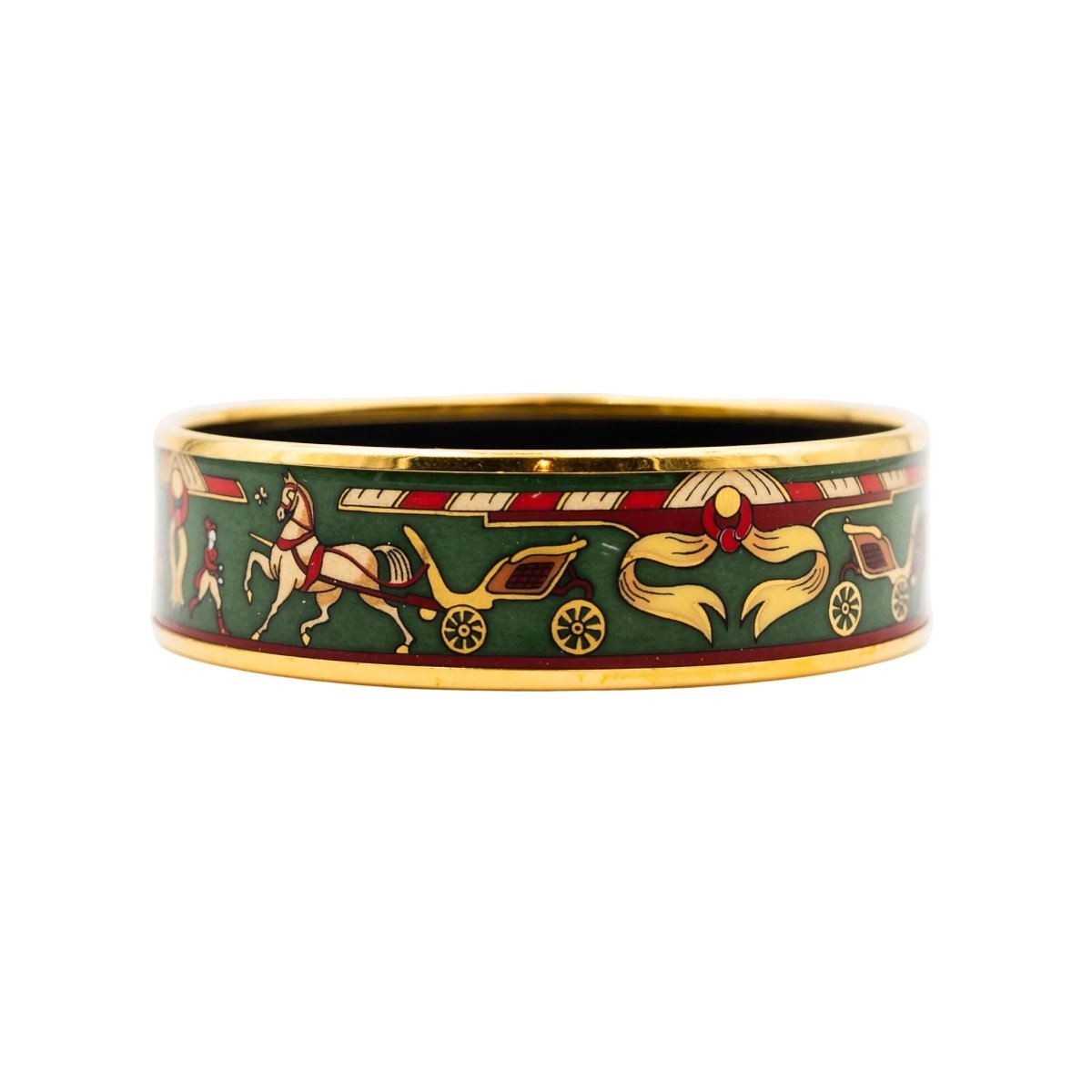 Bracelet Manchette et Boucles d'oreilles Clips HERMÈS en métal doré et émail - Castafiore