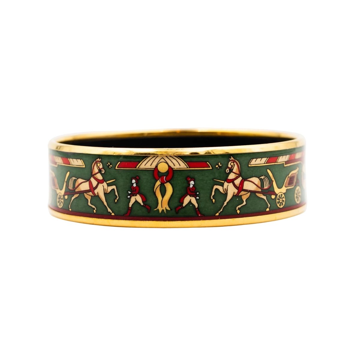 Bracelet Manchette et Boucles d'oreilles Clips HERMÈS en métal doré et émail - Castafiore