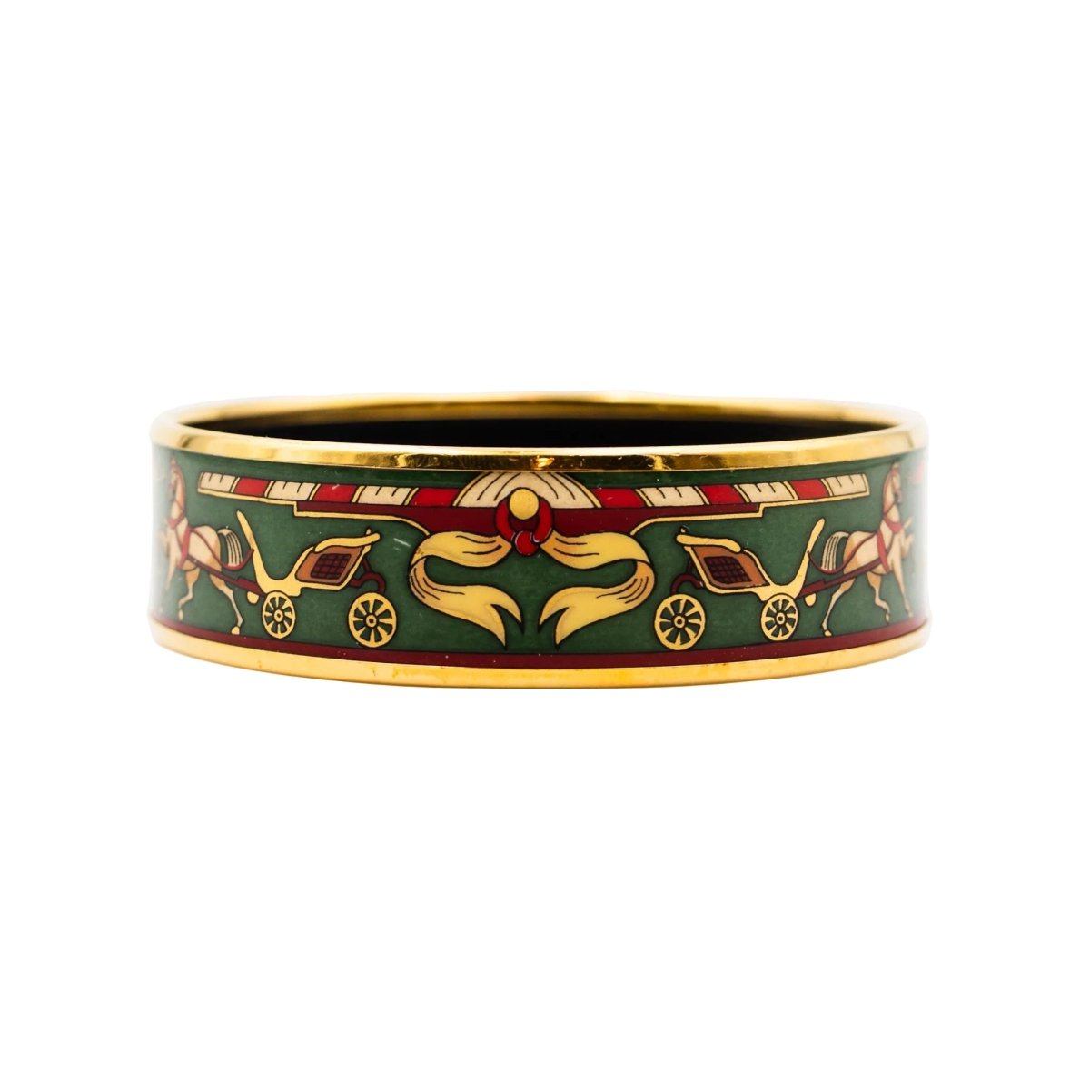 Bracelet Manchette et Boucles d'oreilles Clips HERMÈS en métal doré et émail - Castafiore