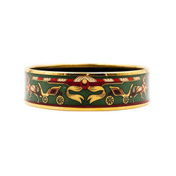 Bracelet Manchette et Boucles d'oreilles Clips HERMÈS en métal doré et émail - Castafiore