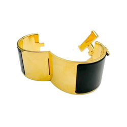 Bracelet Manchette HERMÈS "Clic Clac H" en métal et émail - Castafiore