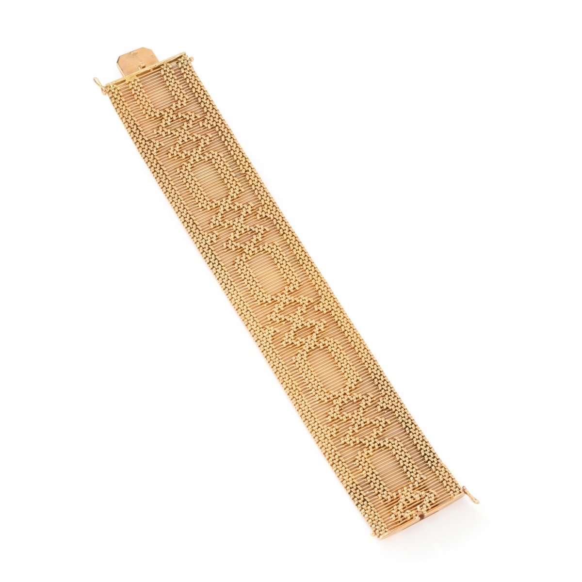 Bracelet Manchette maille polonaise en or rose - Castafiore