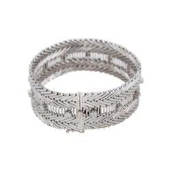 Bracelet Manchette Or blanc Diamant - Castafiore